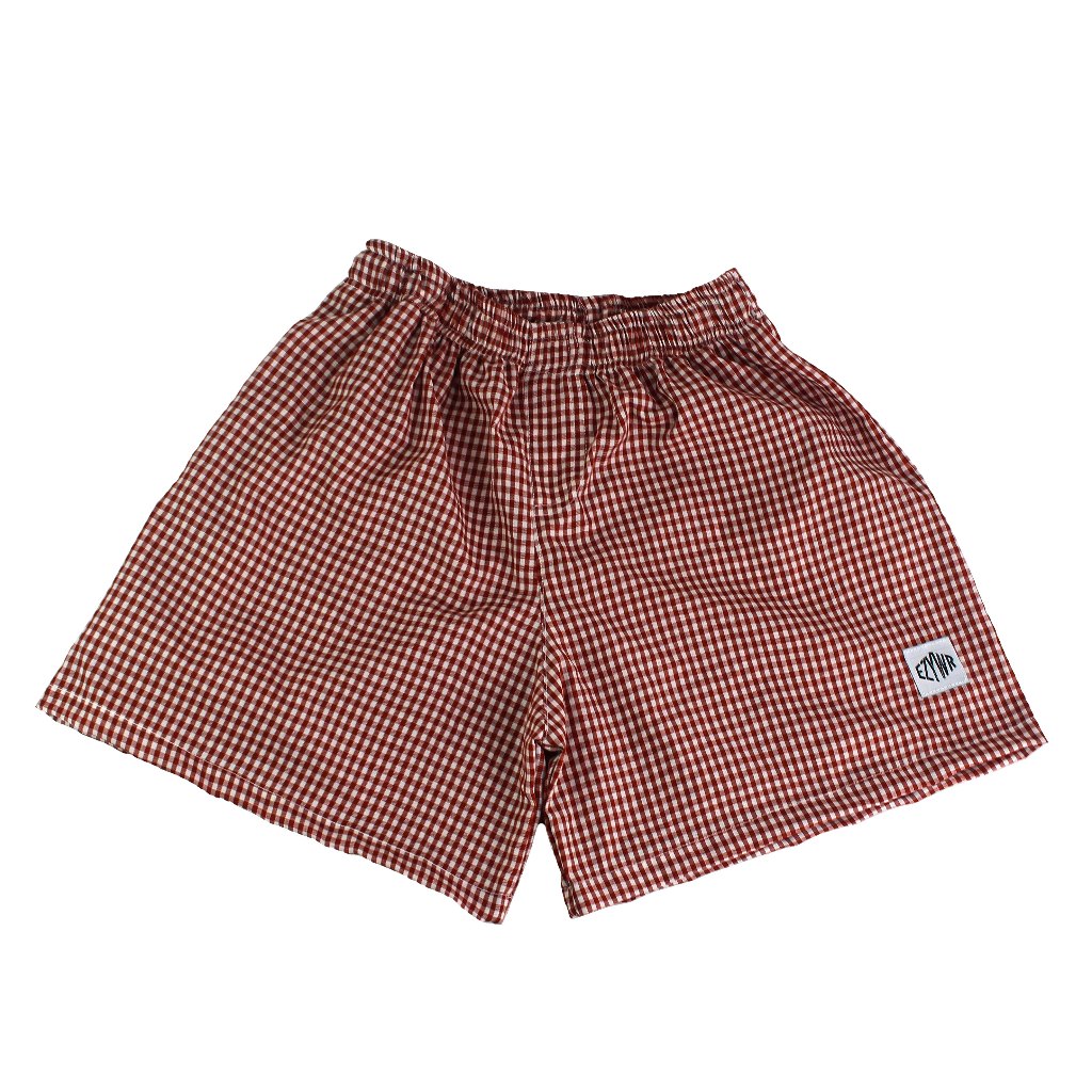 EAZY WEAR Celana Boxer KOTAK MERAH MAROON Pria Wanita Celana Pendek Model Saku Celana Pendek Boxer K