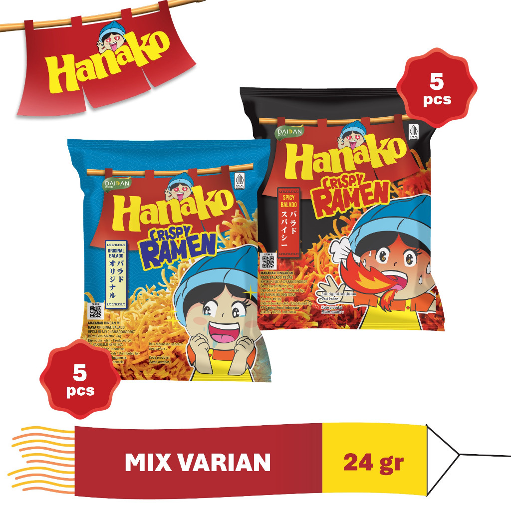 

Hanako Snack Crispy Ramen Mix Variants 10 x 24 gr