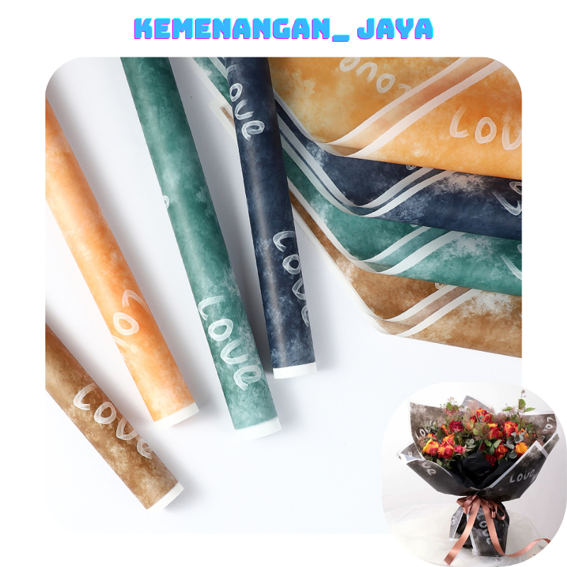 

Kertas Buket Bunga Motif Tulisan LOVE Flower Wrapping Paper LOVE Abstrak Cellophane KB063
