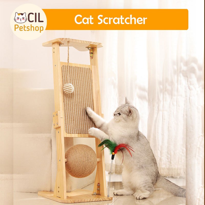 Wooden Cat Sisal Scratcher Cakaran Kucing Kayu