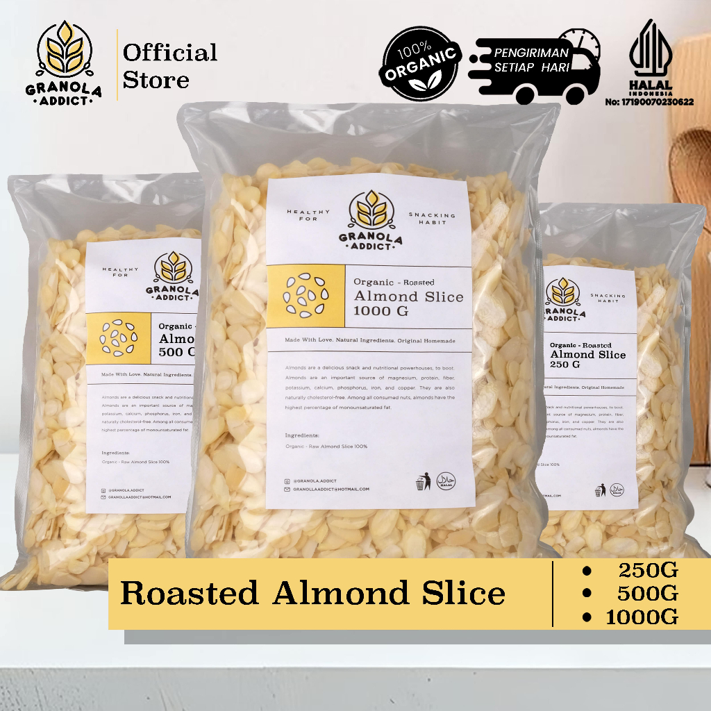 

Granola Addict - Roasted Almond Slice / Irisan Kacang Almond Panggang 250G, 500G, 1000G