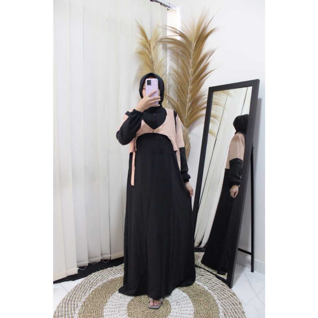 Baju Gamis set rompi korean style Amalia Maxi dress kekinian gamis remaja terbaru terlaris dan fashi