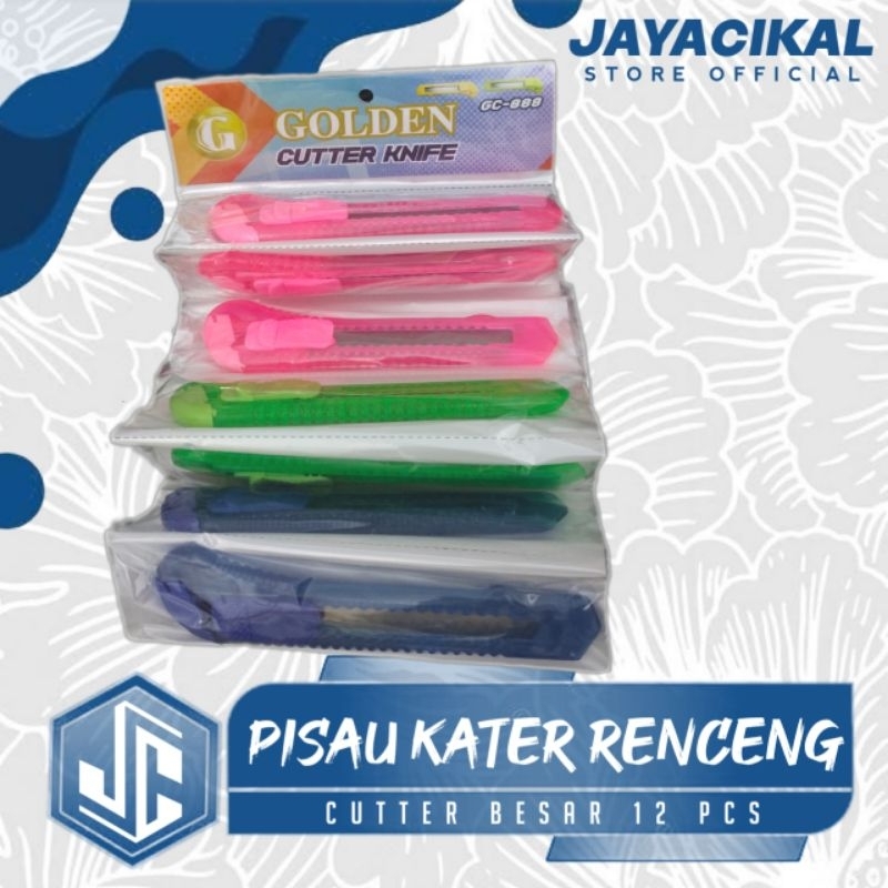 

[1 LUSIN] Pisau Cutter / Kater Besar – (12 pcs) | Warna-warni