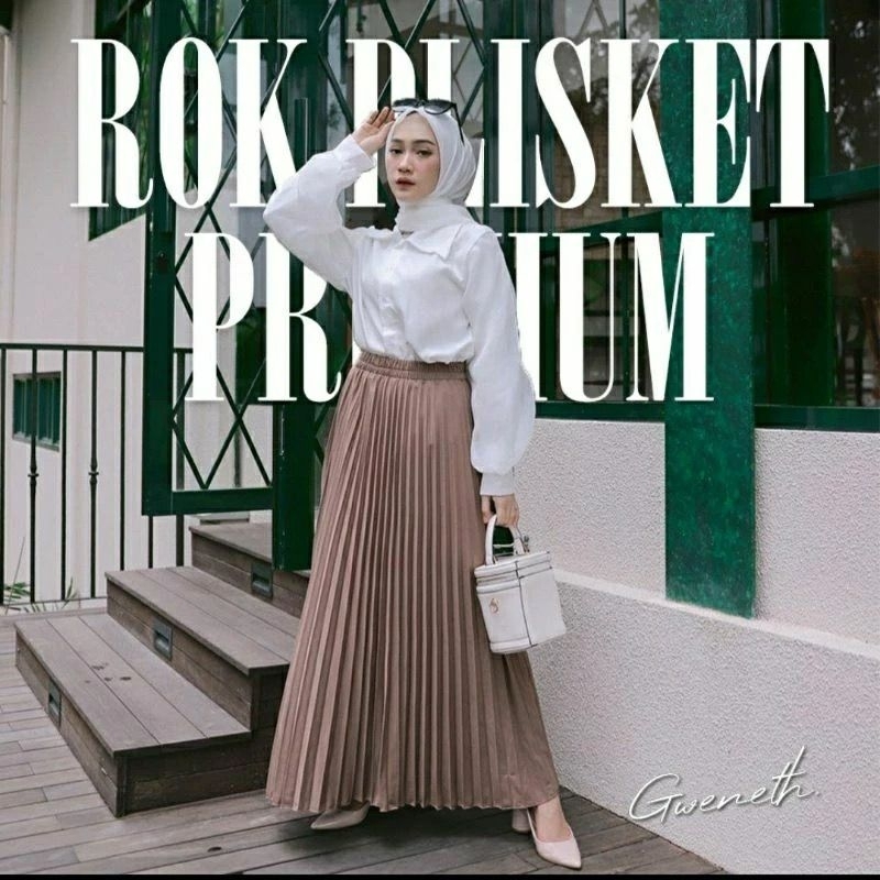 Rok Plisket Premium Evano Tebal Rok Plisket Dewasa Panjang Muslimah