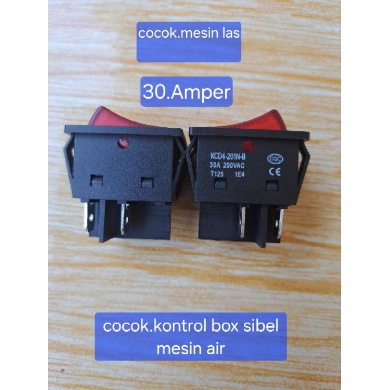 SWITCH ROCKER SAKLAR ON OFF 4 PIN KOTAK 30A 250V KED MERAH