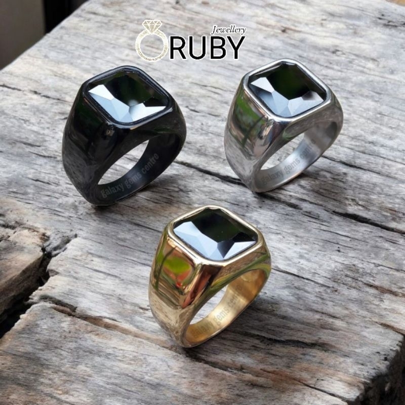Cincin Pria Batu Black Onyx Kerren
