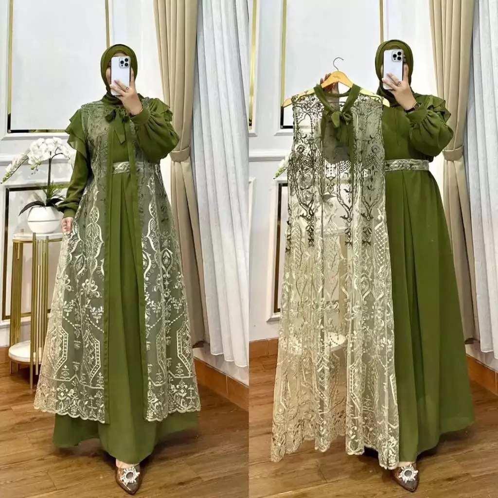 DRESS BRUKAT NASHITA DRESS GAMIS PESTA MEWAH CERUTY MIX BRUKAT DRESS GAMIS PESTA BLU SKY ARMY MAROON