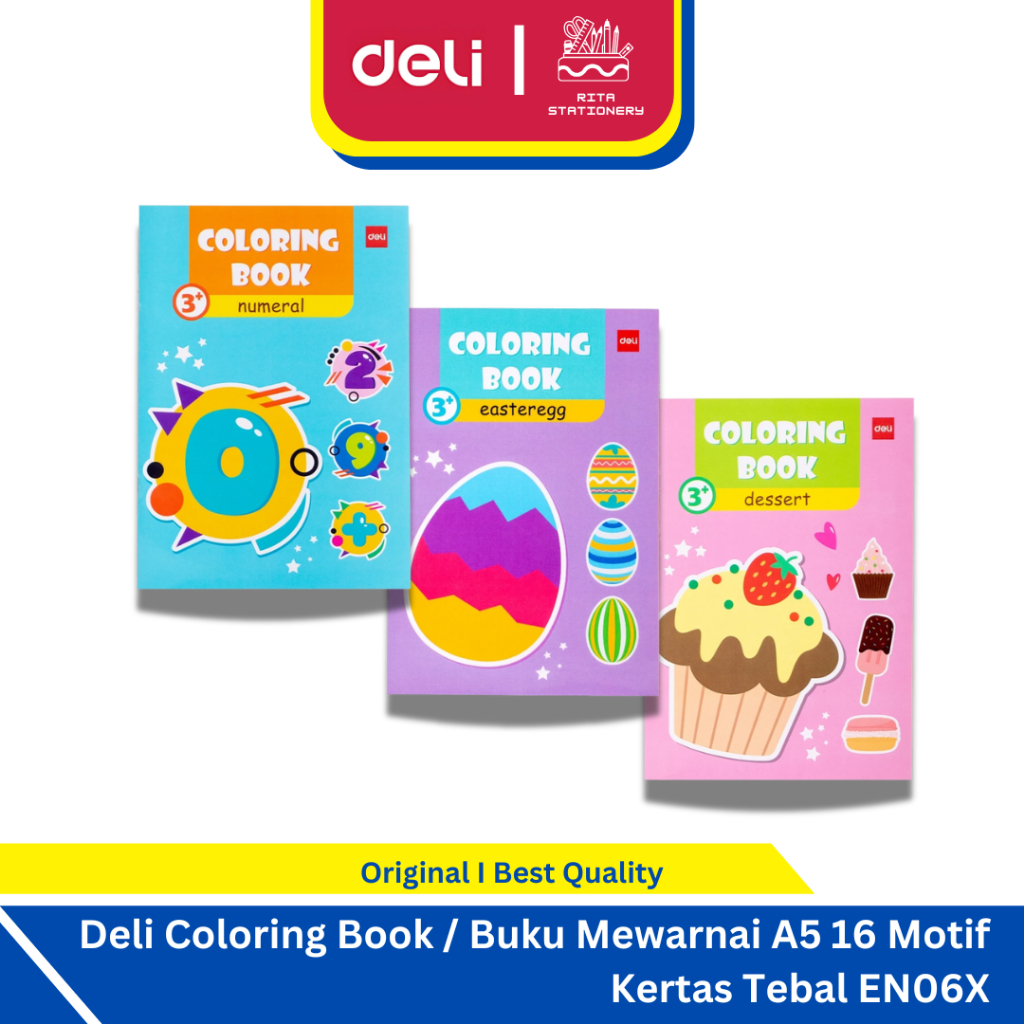 

Deli Coloring Book / Buku Mewarnai A5 16 Motif Kertas Tebal EN06X