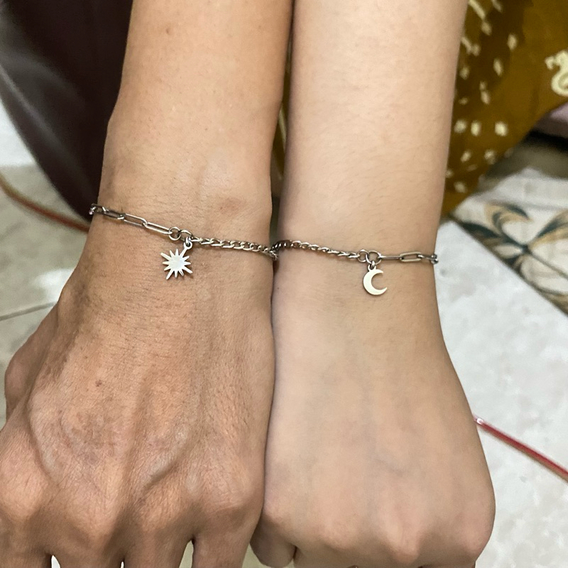 gelang anti karat couple charm bulan matahari