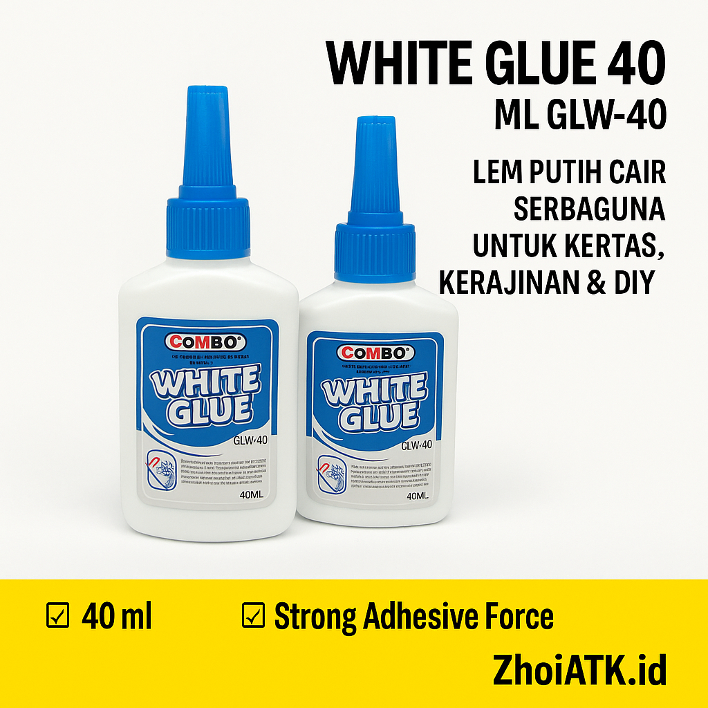 

WHITE GLUE 40ML GLW-40 | LEM PUTIH CAIR SERBAGUNA UNTUK KERTAS, KERAJINAN & DIY