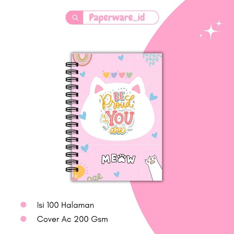 

notebook a5 tema cute cat / buku catatan a5 gambar kucing lucu / buku catatan tema karakter lucu