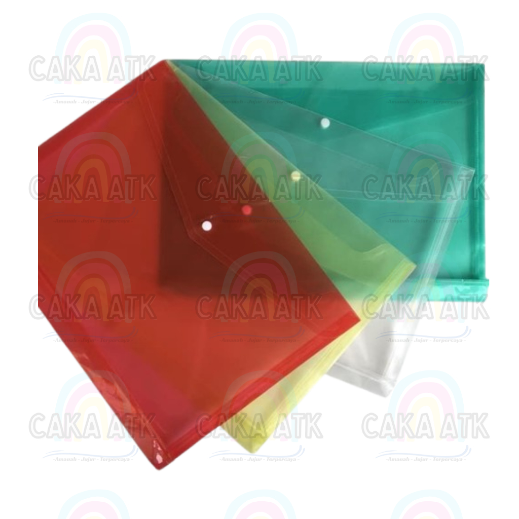

Map Plastik Kancing Aneka Warna / Document Bag Kancing UKURAN FOLIO F4 Ecer