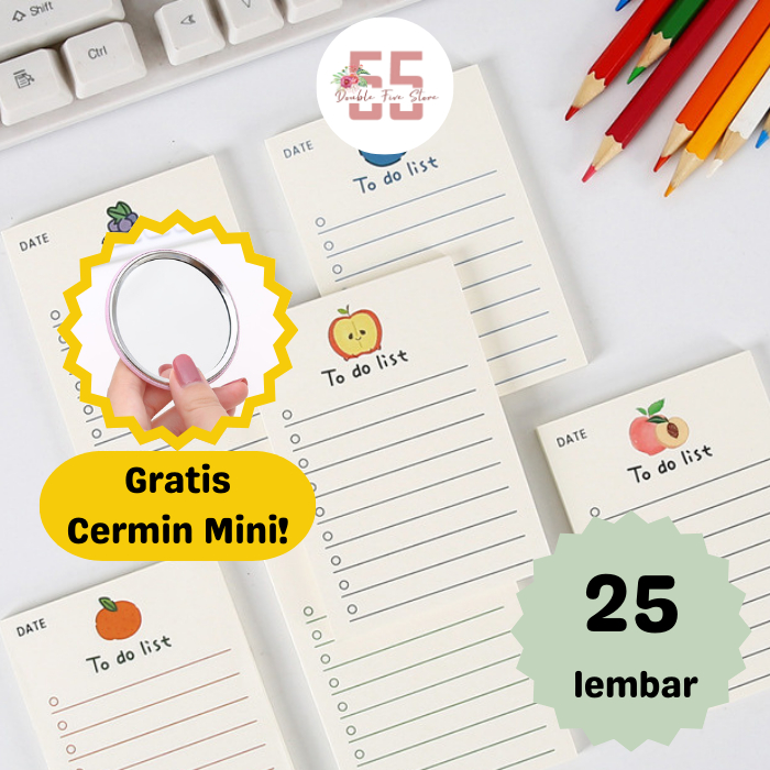 

Memo Pad Aesthetic Kertas Catatan To Do List Notepad Motif Buah - 064