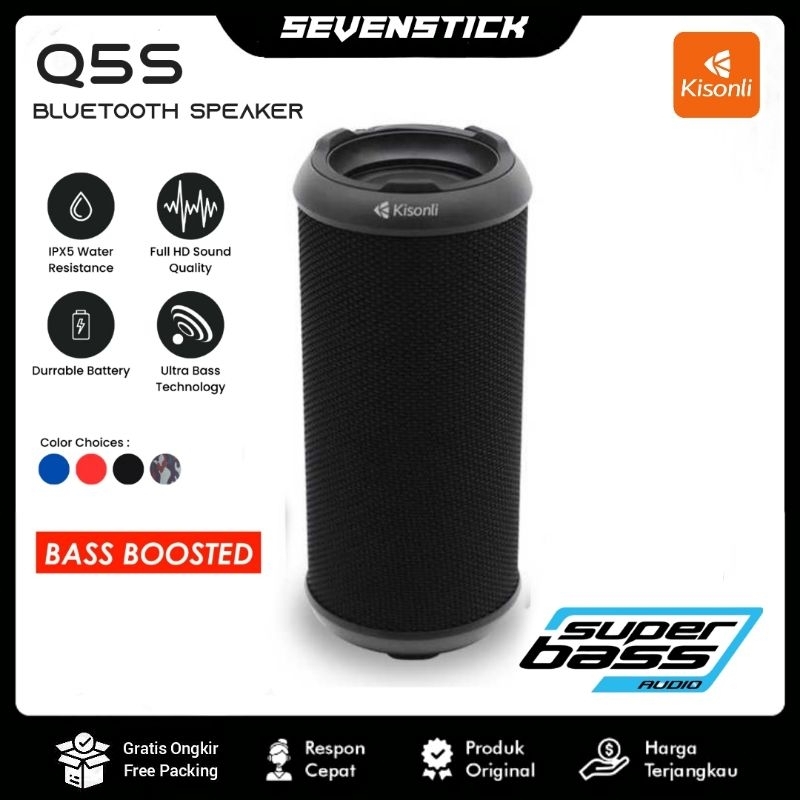 Kisonli Q5S Speaker Bluetooth 5.0 Wireless Audio Super Bass with soundbar Music Speaker Aux TF Card 
