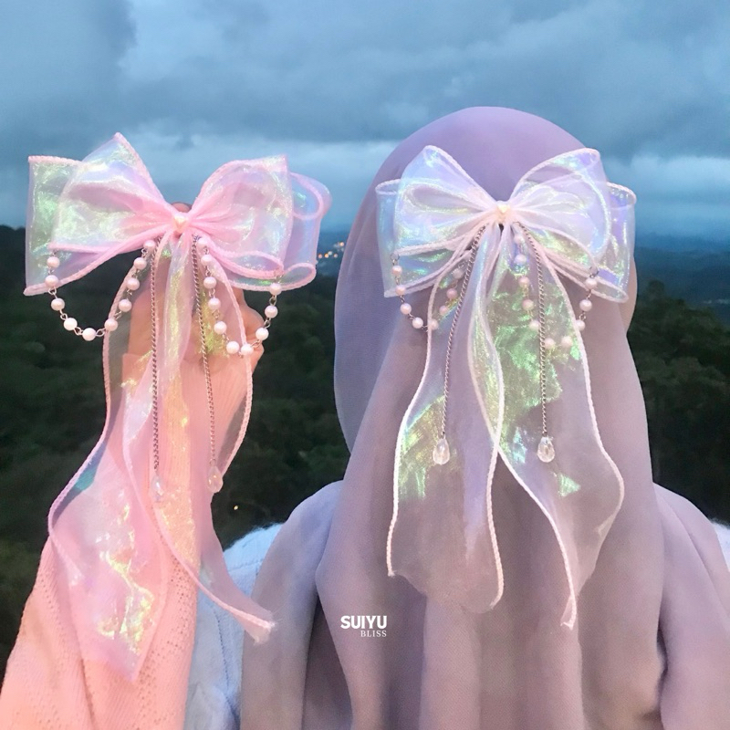 jepit rambut pita dengan pearl - pin rambut pita - pin hijab pita