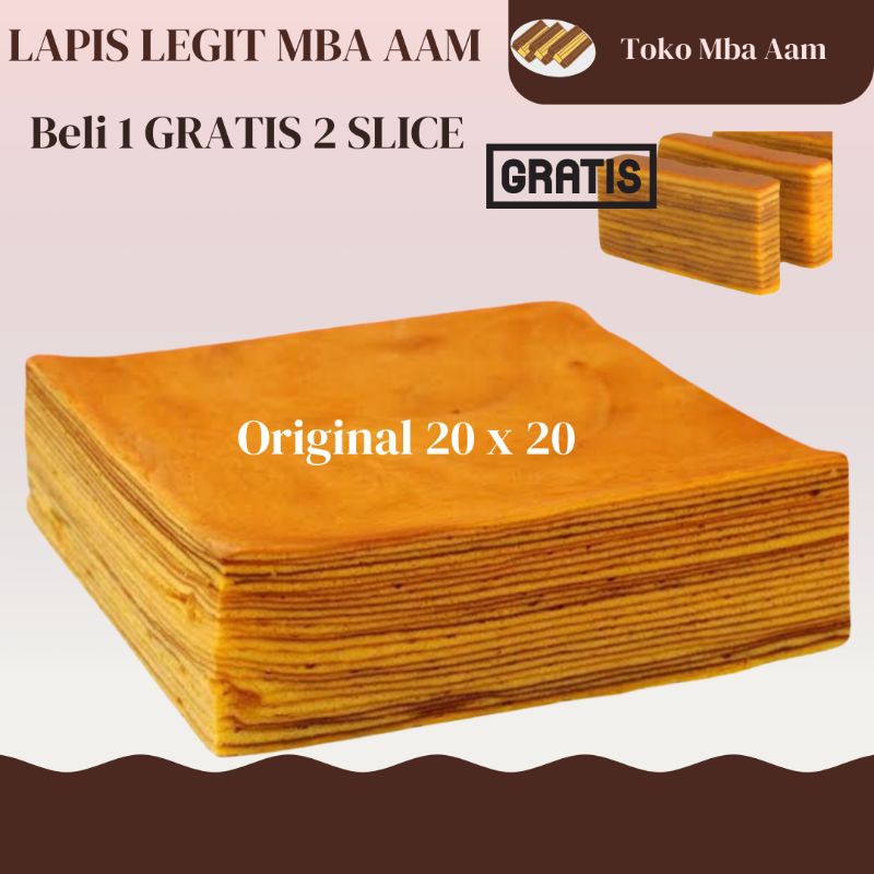 

BELI 1 GRATIS 2 SLICE| Lapis Legit Mba Aam 20 x 20 Polos Original | Lapis Legit