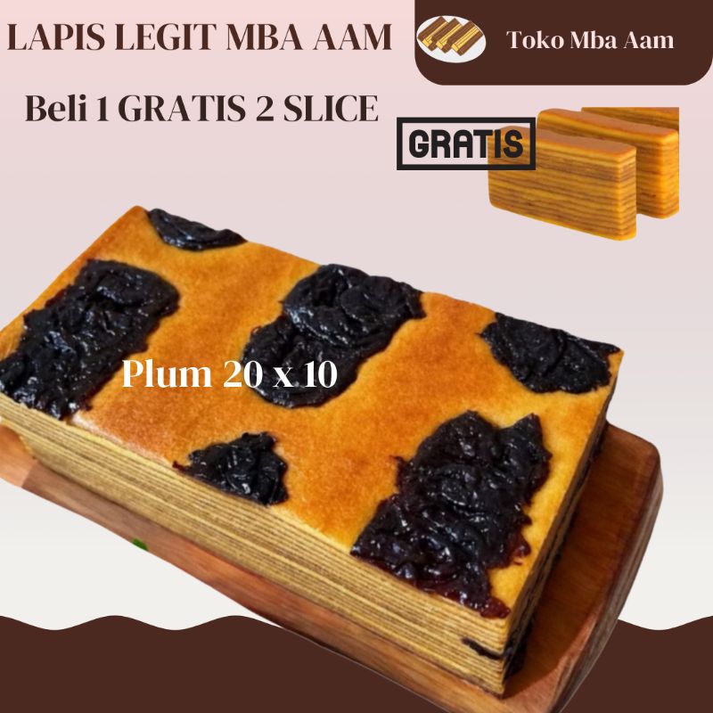 

BELI 1 GRATIS 2 SLICE | Lapis Legit Mba Aam 20 x 10 Plum | Kue Lapis Legit