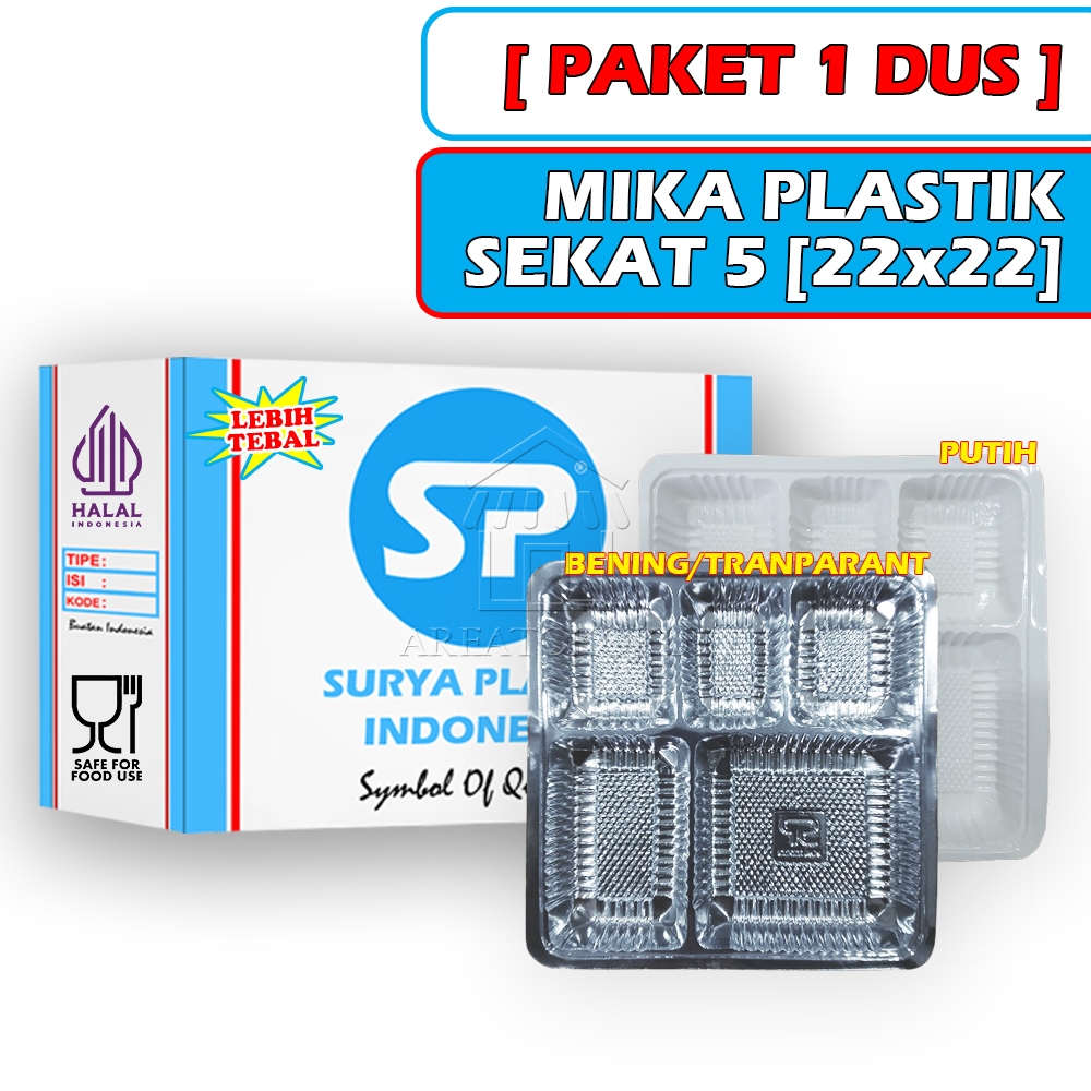 [GROSIR 1 DUS] Mika Nasi Dus Box Makanan Sekat 5 22 x 22 [PAKET USAHA TOKO DISTRIBUTOR PLASTIK MIKA]