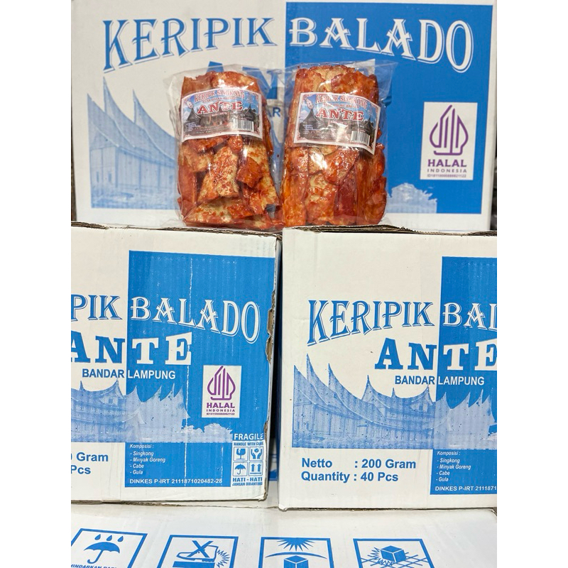 

Keripik Balado Ante 200gr 1 dus isi 40pcs
