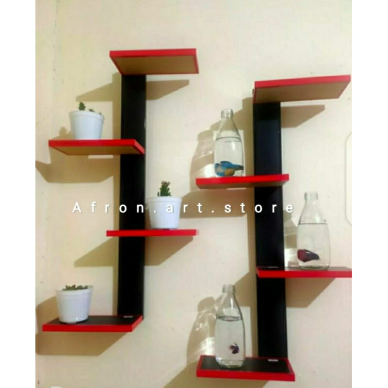 Rak dekorasi minimalis bunga kembar