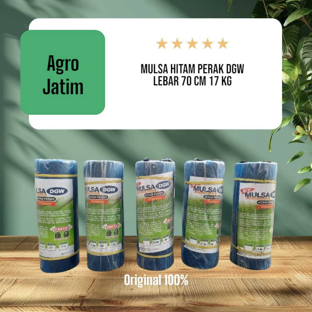 Lebar 140CM Mulsa Hitam Perak Premium DGW 17 KG (480 Meter) Free Kaos