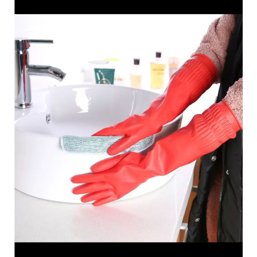 Sarung Tangan Karet 38cm Cuci Piring Baju Sarung Tangan Latex Sebaguna
