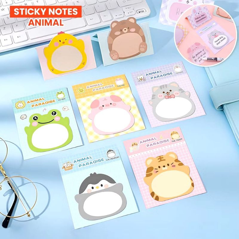 

FGT Sticky Notes Motif Hewan Isi 20 Lembar Tempelan Kertas Catatan Memo Mini Sticky Note Animal Lucu Serbaguna