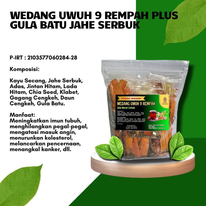 

1 Pack isi 10 pcs Wedang Uwuh 9 Rempah Jahe Serbuk Plus Gula Batu