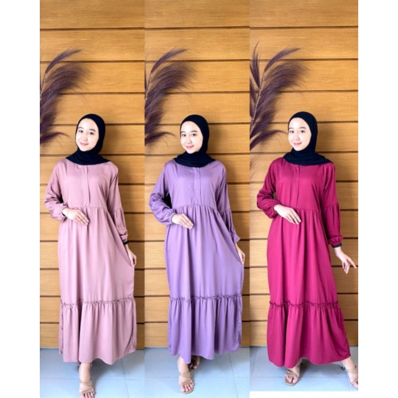 Gamis midi Gamis midi terbaru Gamis midi polos Midi dress rayon twill Midi dress rayon premium Midi 