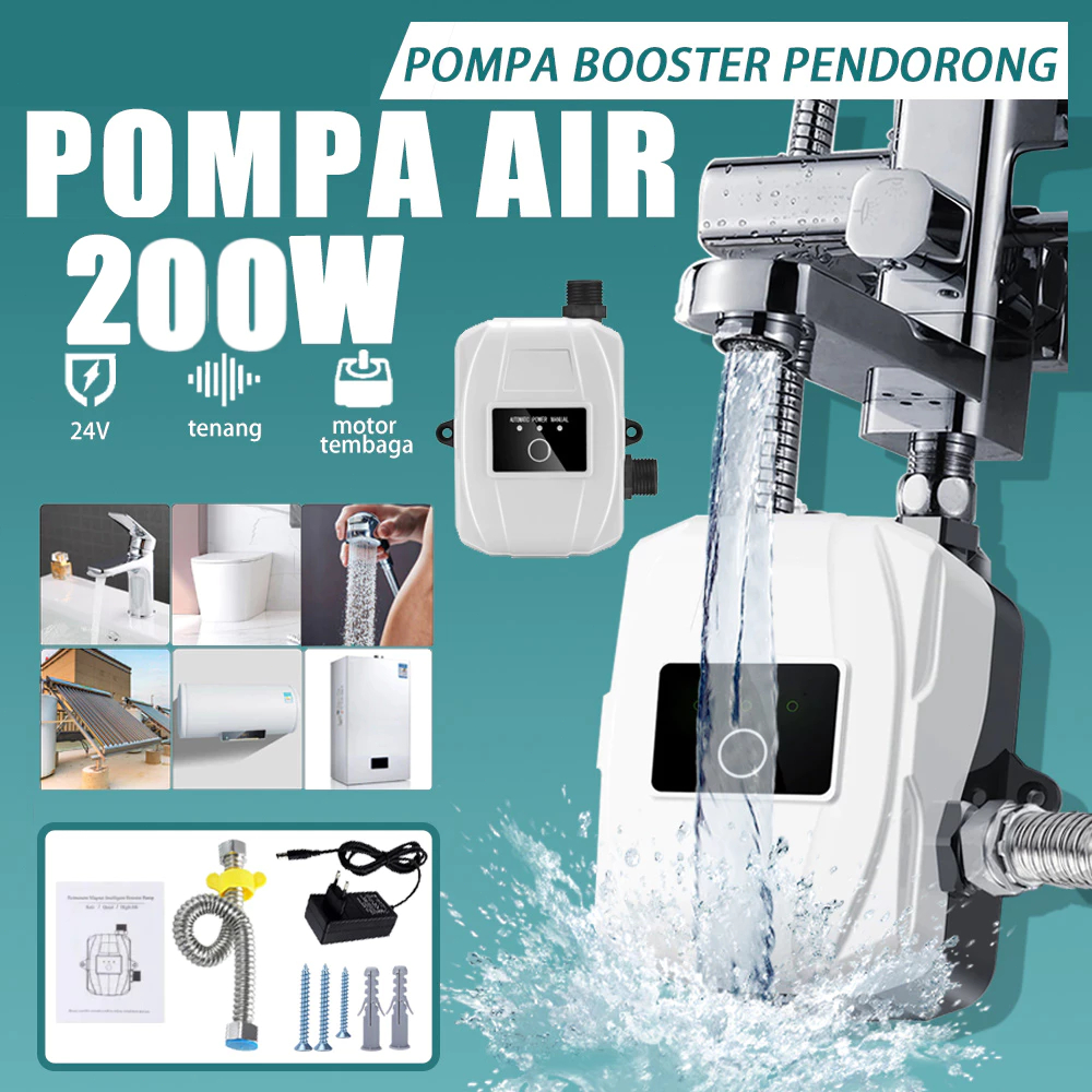 Pompa Booster Pendorong Air Booster Pump Otomatis 150w/200w  Pengangkat Tekanan Mini Pompa Air 36L/m