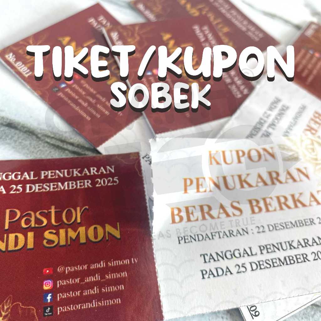 Cetak Kupon/Tiket Custom Sobek nomorator