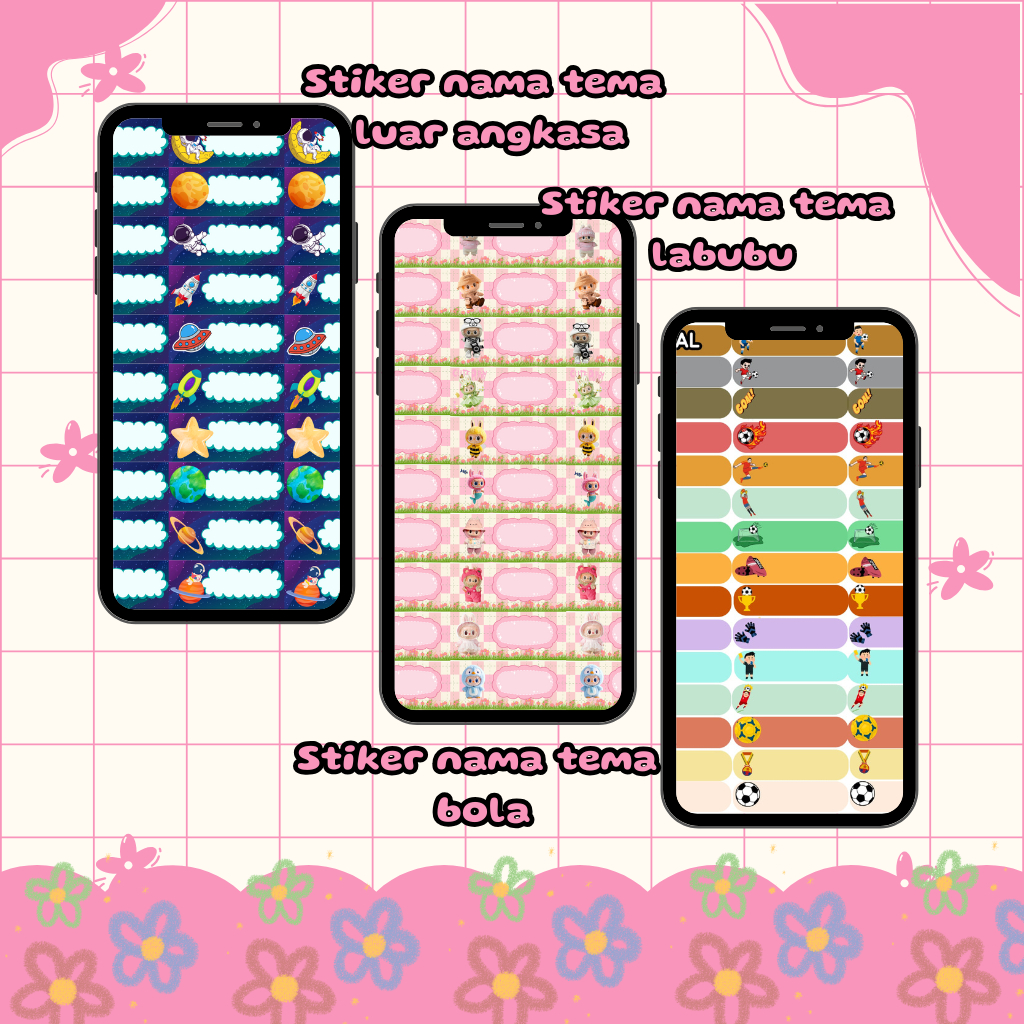 

stiker nama custom-dengan motif yang lucu lucu