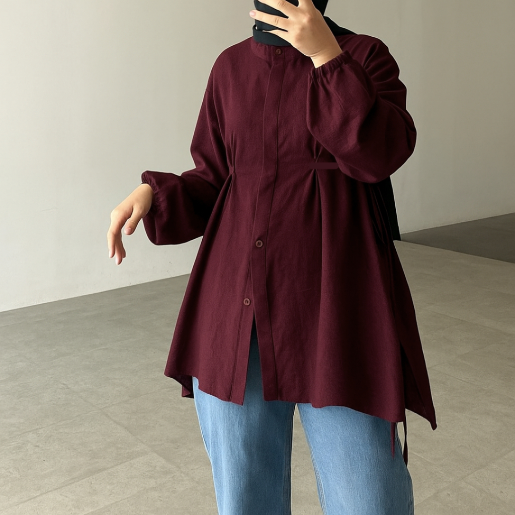 ORIGINAL ALESA BLOUSE KEMEJA WANITA BLOUSE ATASAN WANITA BLOUSE POLO LINEN