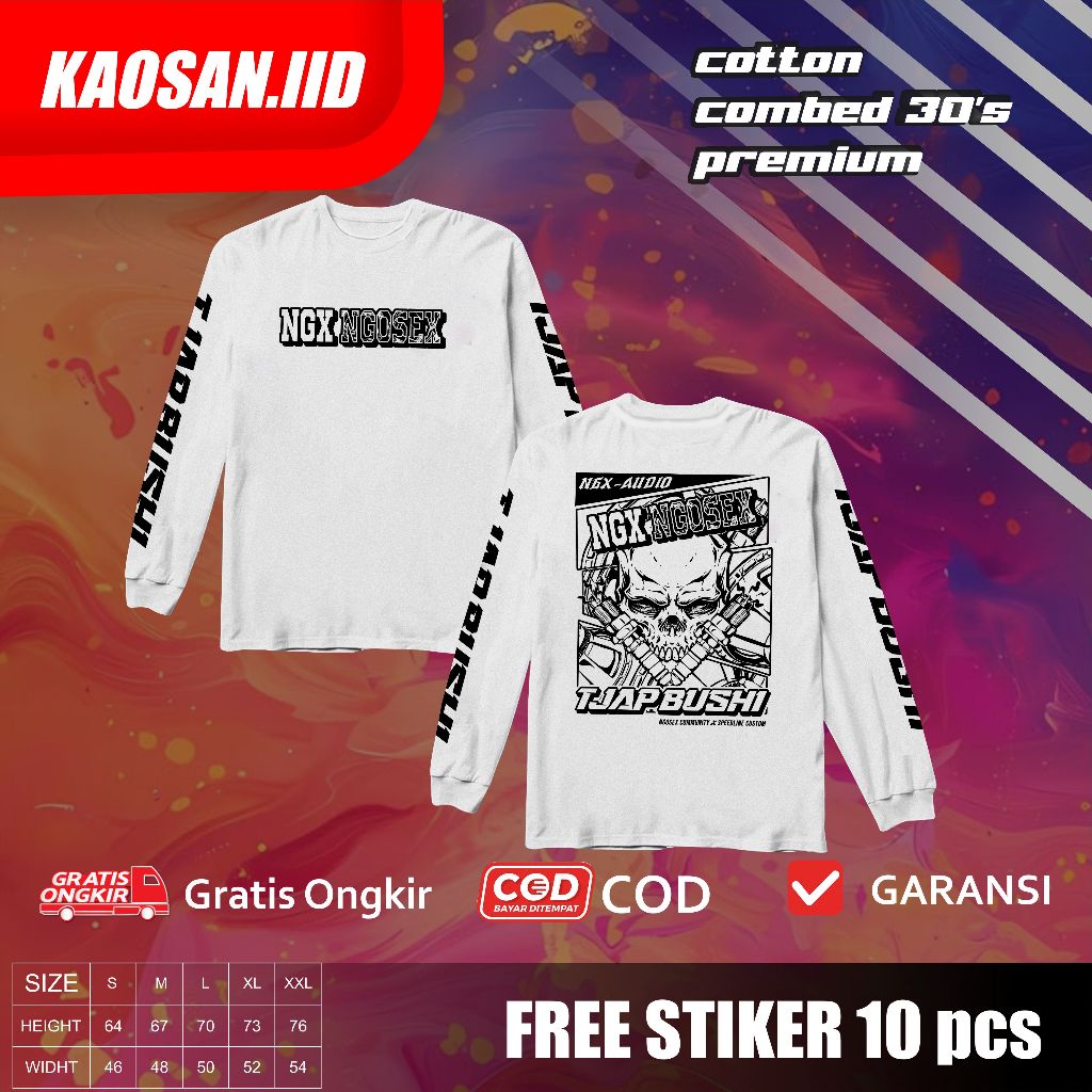 kaos NGX edisi Tjap Bushi  lengan panjang kaos nanda audio kaos ngx audio kualitas premium
