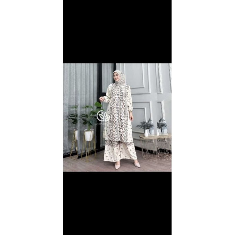 One Set Tunik Ketupat Rayon Batik Premium Jumbo Rempel Busui Adem Nyaman Atasan Bawahan Wanita Celan