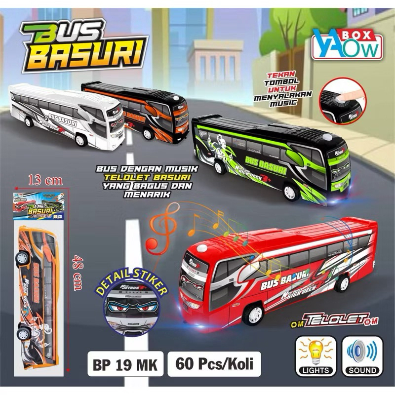 MAINAN BUS BASURI TELOLET / MAINAN ANAK MURAH / BUS TELOLET