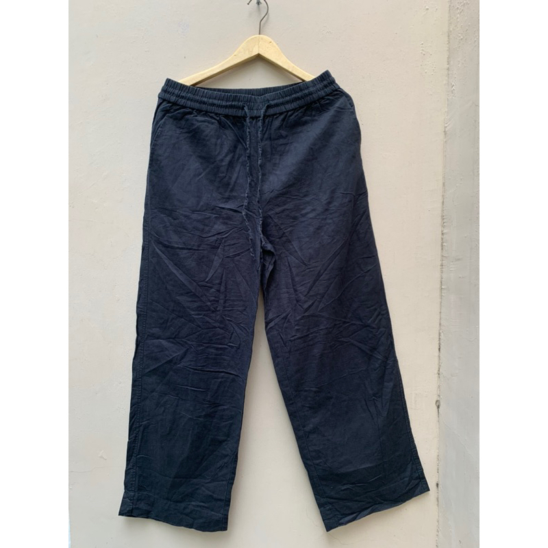 celana linen hitam GAP size fit 32-36 panjang santai second bekas preloved thrift murah