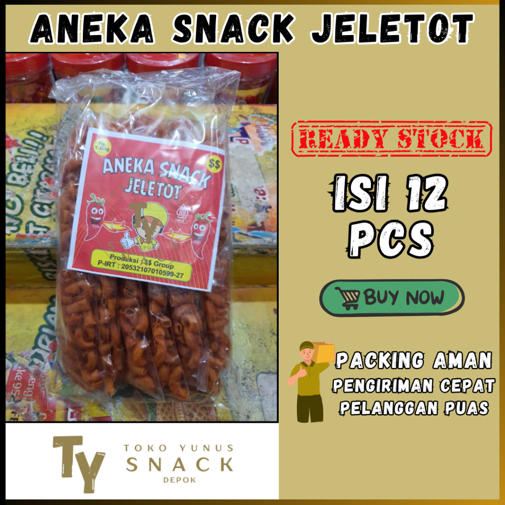 

ANEKA SNACK JELETOT MAKARONI PEDAS 1 PACK ISI 12PCS