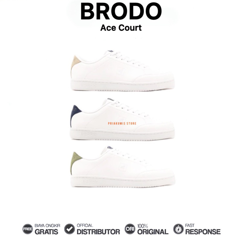 Brodo Ace Court Sepatu Sneakers Casual Pria Wanita Unisex Harian Fashion Original 100%