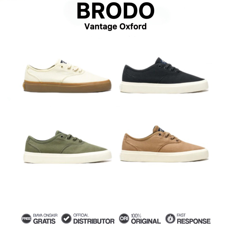 Brodo - Sepatu Vantage Oxford Sneakers Casual Unisex Wanita Pria Original 100%