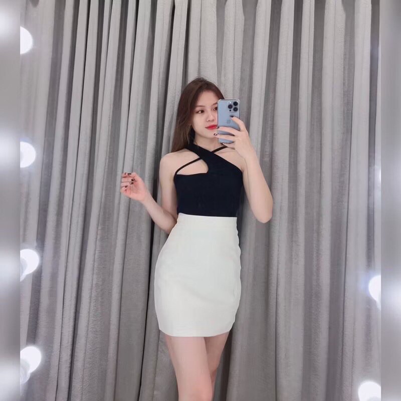 Tanktop Crossover Halter Silang | Tanktop Tali | Tanktop Tali Silang | Atasan Wanita | Fashion Korea