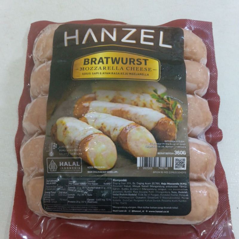 

Sosis Hanzel Cheese bratwurst isi Mozarella cheese 360gram