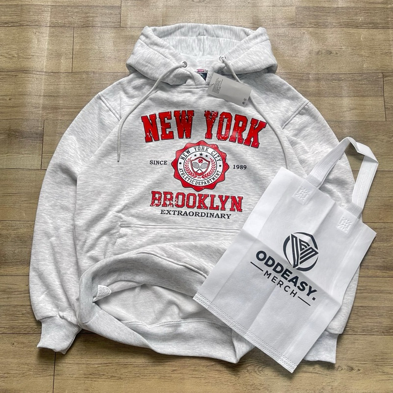 Hoodie Jaket NEWYORK Extraordinary free bag Fleece Lembut Nyaman Sablon Sweater Tebal Pria Wanita Di