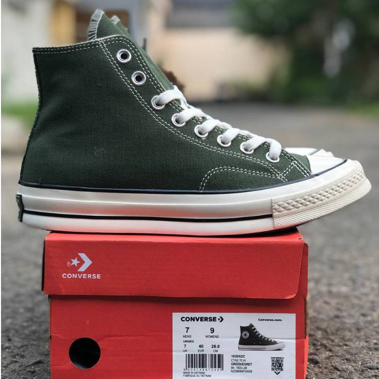 Sepatu Sneakers Unisex Converse All Star Chuck Taylor 70s Green Army Hi Premium original 100% BNIB