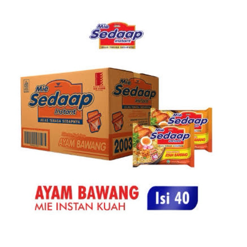 

Mie Sedaap instant kuah Ayam Bawang 1 dus 40pcs