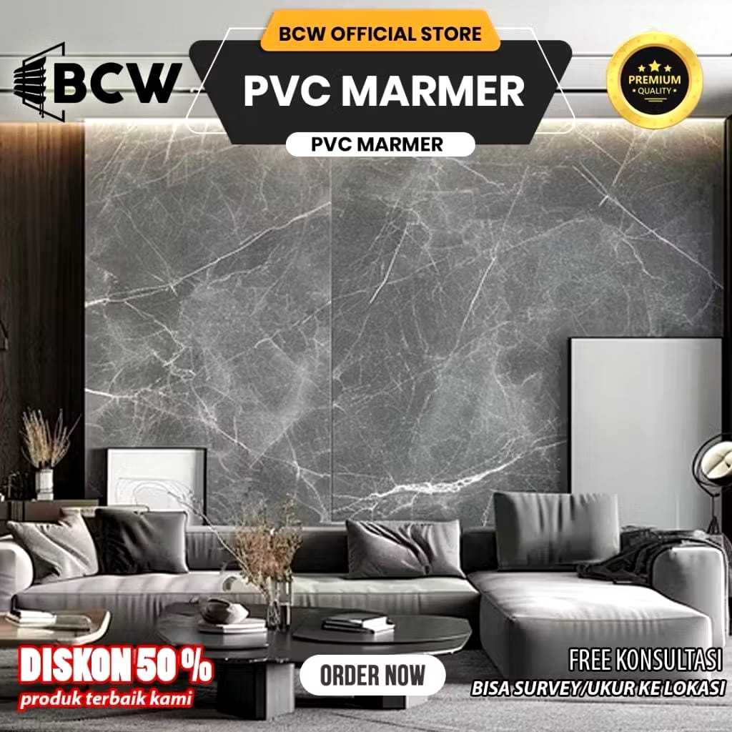 NARALYFE DECO - BCW - PVC Marmer Dinding Panel - Dekorasi Dinding - Marmer Panel PVC WallBoard Marme