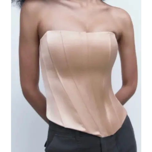 ZARA SATIN EFFECT CORSET BUSTIER TOP