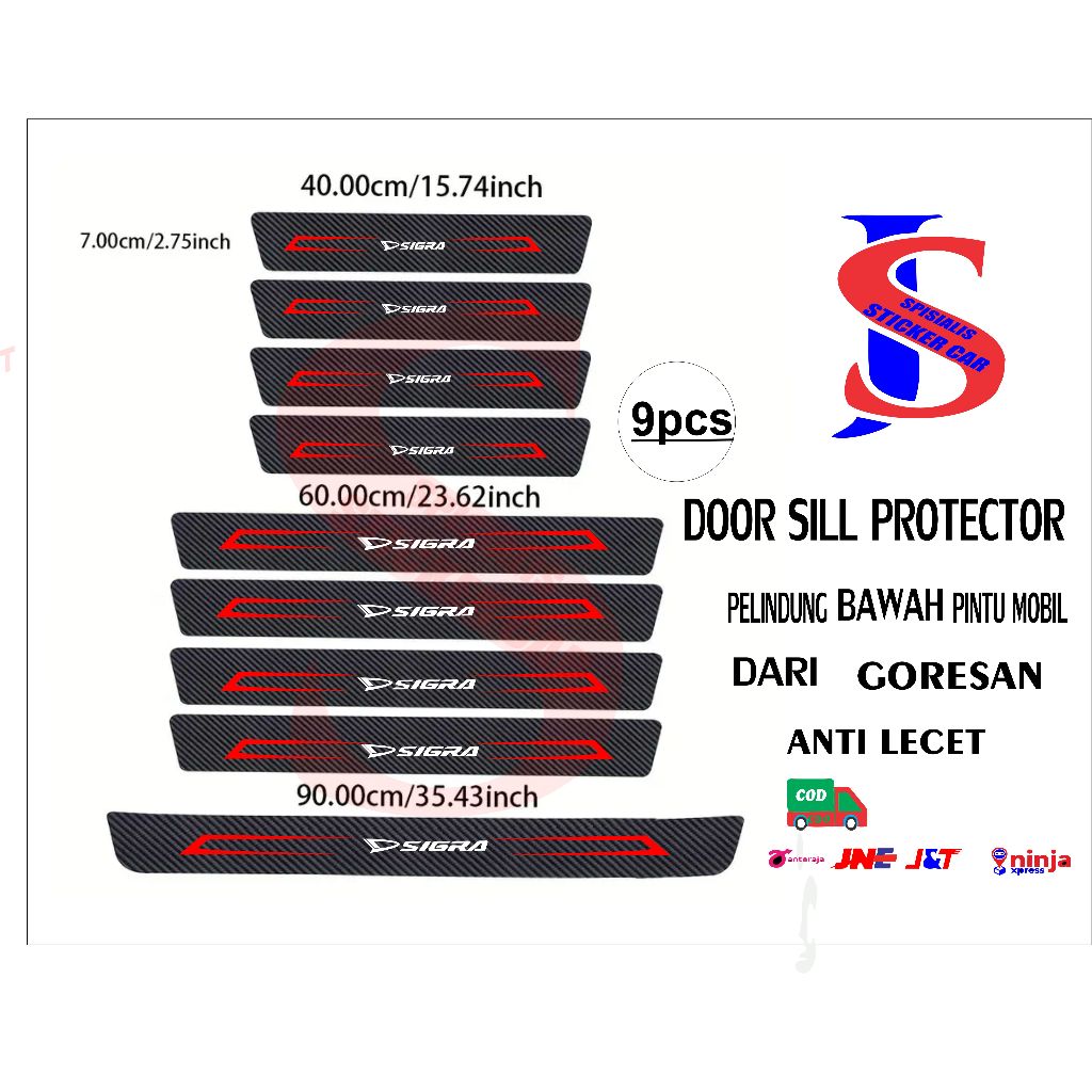 9PCS stiker pelindung sill plate mobil sigra stiker pelindung lantai pintu mobil sigra stiker ati go
