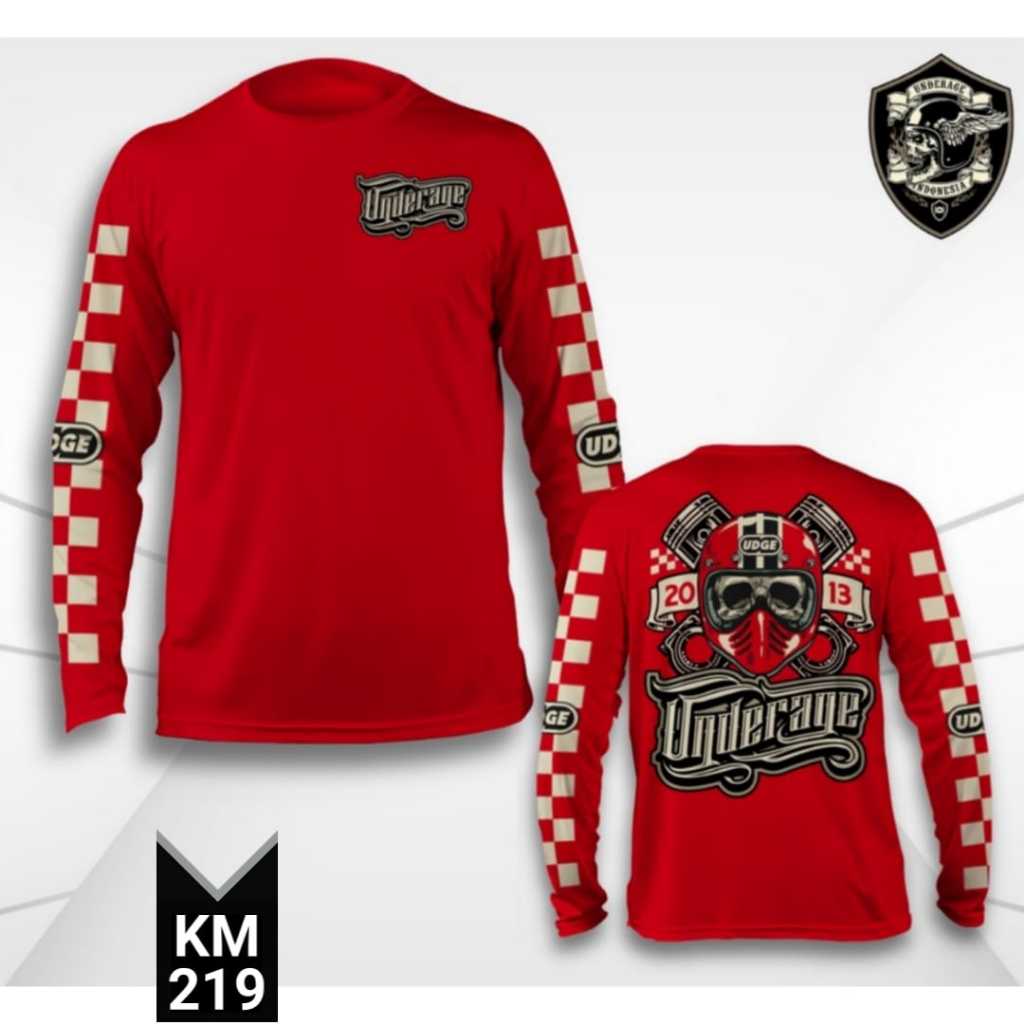 UNDERAGE Kaos Pria Distro Original Baju Atasan Lengan Panjang - Kaos Motor KM 219