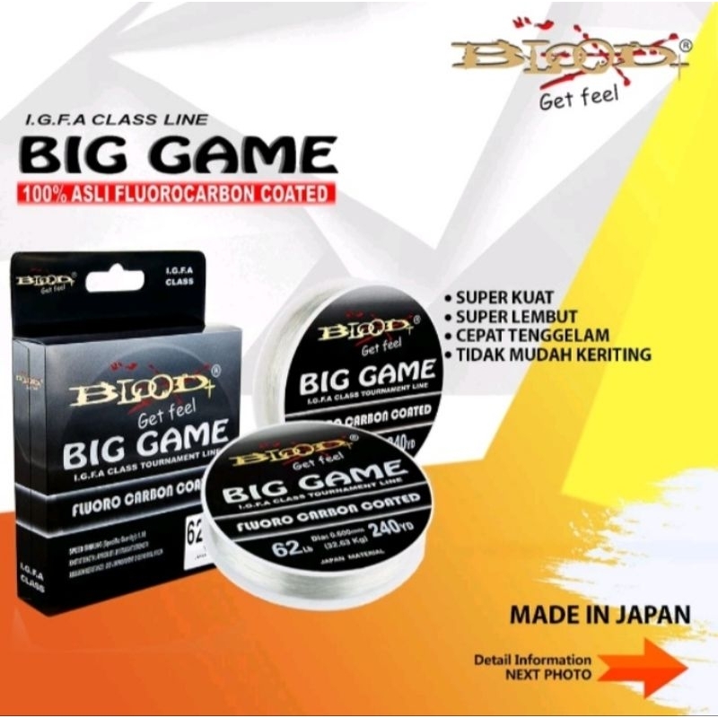 PROMO Senar BLOOD-X BIG GAME Fluoro Carbon Coated Pilih Ukuran (mm) 0.16 0.18 0.26 0.28 0.30 0.60 Nu